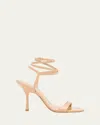 Stuart Weitzman Nudist Patent Leather Ankle-wrap Sandals