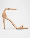 Stuart Weitzman Nudist Ii Patent Ankle-strap Sandals In Adobe