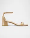Stuart Weitzman Nudist Patent Ankle-strap Sandals In Black