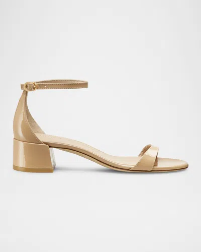 Stuart Weitzman Nudist Patent Ankle-strap Sandals In Black