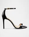 Stuart Weitzman Nudistcurve 100 Sandals In Black Patent Leather In Black