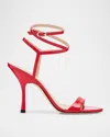 Stuart Weitzman Nudist Patent Ankle-strap Sandals In Cherry