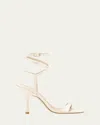 Stuart Weitzman Nudist Patent Ankle-strap Sandals In White