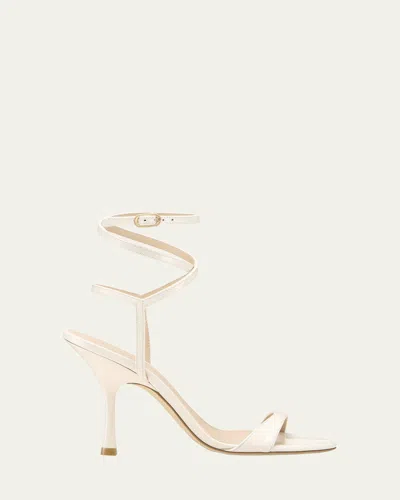 Stuart Weitzman Nudist Patent Ankle-strap Sandals In White