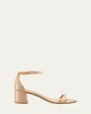 Stuart Weitzman Nudist Patent Ankle-wrap Low Sandals In Brown