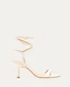 Stuart Weitzman Nudist Patent Leather Ankle-wrap Sandals In White