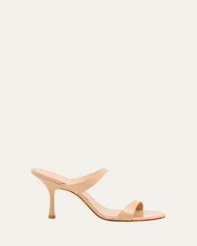 STUART WEITZMAN NUDIST PATENT LEATHER DUAL-STRAP SANDALS
