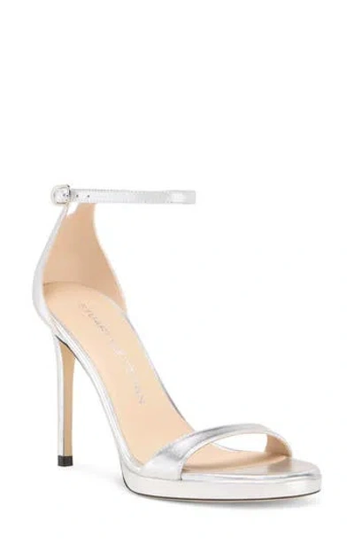 Stuart Weitzman Nudist Platform Sandal In Silver