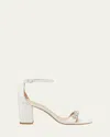 Stuart Weitzman Nudist Poppy Embellished Ankle-strap Sandals In White/clear/natural