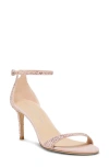 Stuart Weitzman Nudist Shine 75 Sandal In Light Silk/linen