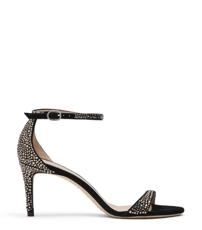 Stuart Weitzman 75mm Nudist Shine Sandals In Black