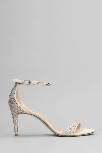 Stuart Weitzman Nudist Shine Sandals In Grey Suede