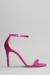 Stuart Weitzman Nudist Embellished Ankle-strap Sandals In Purple