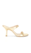 Stuart Weitzman Nudist Metallic Leather Slide Sandals In Gold