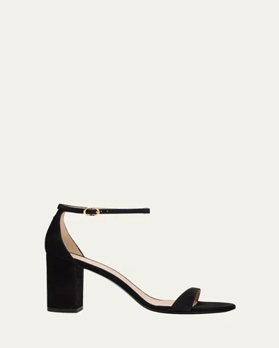 Stuart Weitzman Nudist Suede Ankle-strap Sandals In Black