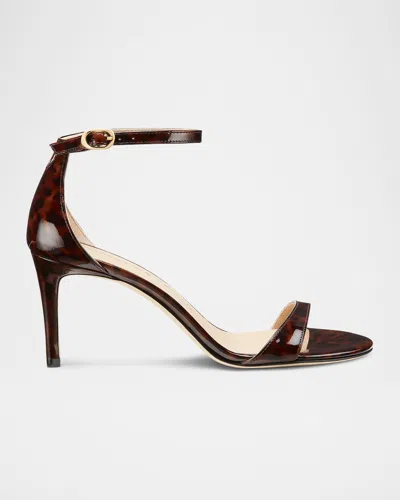 Stuart Weitzman Nudist Tortoiseshell Ankle-strap Sandals In Dark Brown