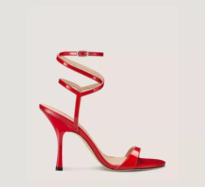 Stuart Weitzman Nudist Patent Ankle-strap Sandals In Cherry