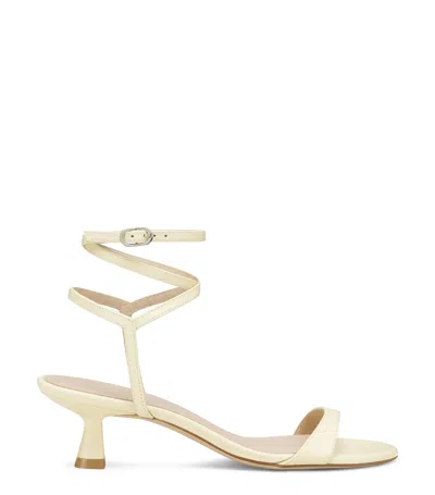 Stuart Weitzman Nudist Metallic Leather Stiletto Wrap Sandals In Gold