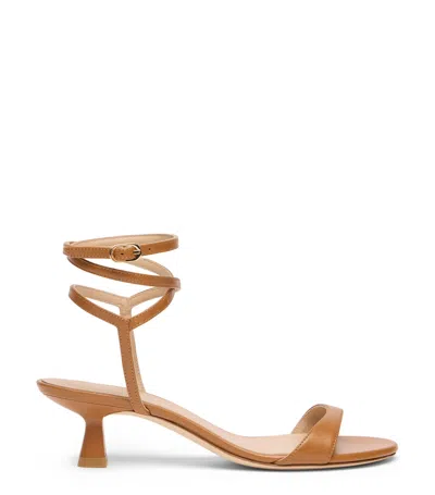 Stuart Weitzman Wrap Leather Sandals In Brown