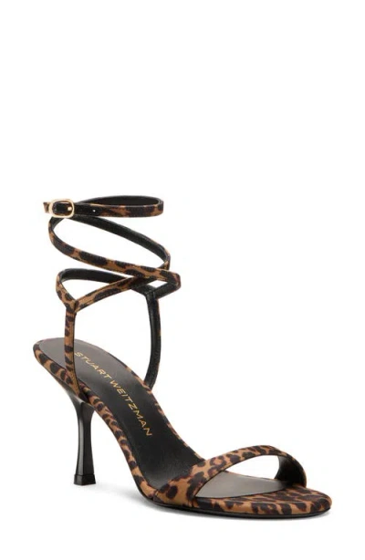 Stuart Weitzman Nudist Wrap 85 Sandal In Animal Print