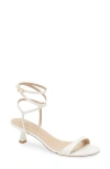 Stuart Weitzman Nudist Metallic Leather Stiletto Wrap Sandals In Cream