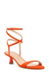 Stuart Weitzman Nudist Suede Ankle-strap Kitten Sandals In Orange