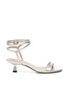 Stuart Weitzman Nudist Wrap Sandals In Silver