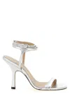 Stuart Weitzman Metallic Buckle Wrap Sandals In Silver