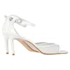 Stuart Weitzman Nudista 75 Ankle Strap High Heel Sandals In White Leather In White