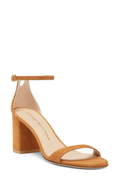 Stuart Weitzman Nudist Block 75 Sandal In Hazel