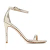 Stuart Weitzman Square-toe Metallic-effect Sandals In Neutrals