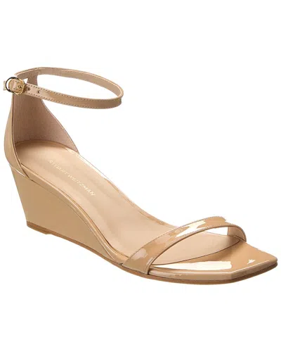 Stuart Weitzman Nudistcurve 50 Patent Sandal In Beige