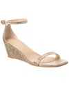 Stuart Weitzman Nudistcurve 50 Raffia Wedge Sandal In Gold