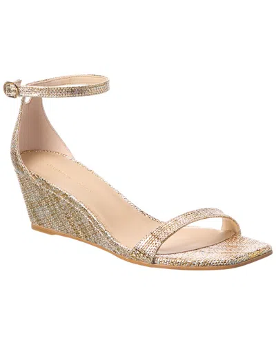 STUART WEITZMAN NUDISTCURVE 50 RAFFIA WEDGE SANDAL