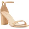 Stuart Weitzman Nearlynude Patent-leather Sandals In Adobe