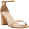 Stuart Weitzman Nudistcurve 75 Block Heel Sandal In Adobe Smooth Calf
