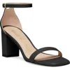 Stuart Weitzman 'nearlynude' Ankle Strap Suede Sandals In Black