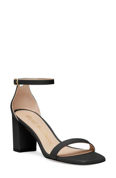 Stuart Weitzman Nudistcurve 75 Block Heel Sandal In Black