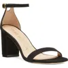 Stuart Weitzman Nudistcurve 75 Block Heel Sandal In Black-suede