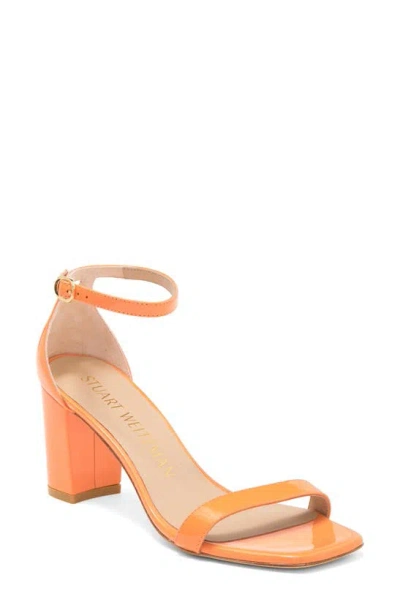 Stuart Weitzman Nudistcurve 75 Block Heel Sandal In Clementine