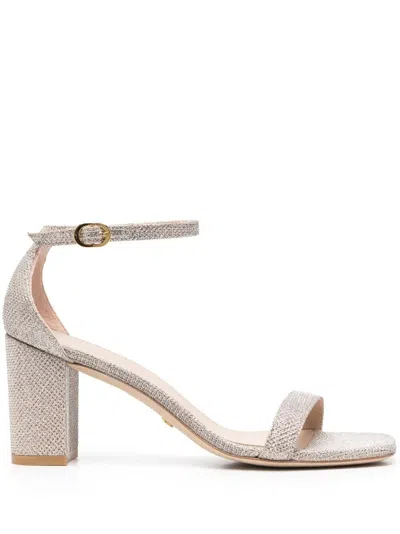 Stuart Weitzman Woman Sandals Platinum Size 6.5 Textile Fibers In Silver
