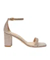 Stuart Weitzman Nudistcurve Glitter Block-heel Sandals In Nude
