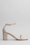 Stuart Weitzman Nudistcurve Glitter Block-heel Sandals In Bronze