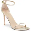 Stuart Weitzman Nudistcurve Ankle Strap Sandal In Platino Smooth Leather