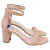 Stuart Weitzman Nudistcurve Block-heel Sandal Heels In Nude Leather In Brown