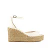 Stuart Weitzman Nudistcurve Ankle-strap Wedge Espadrille Sandals In Sea Shell