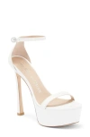 Stuart Weitzman Nudistcurve Hollywood Platform Sandal In White