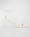 Stuart Weitzman Nudistcurve Leather Ankle-strap Sandals In White