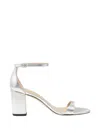 Stuart Weitzman Nearly Nude Metallic Snake-effect Leather Sandals In Silver