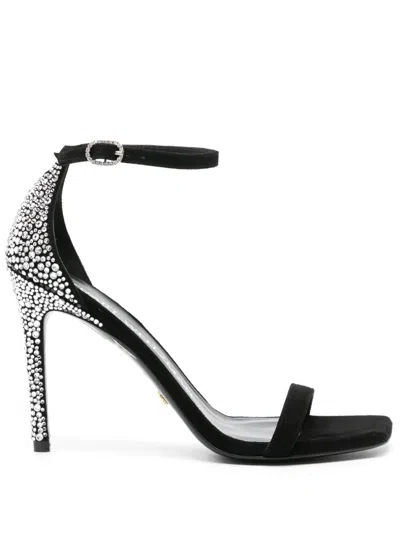 STUART WEITZMAN NUDISTCURVE ROYALE 100MM RHINESTONE-EMBELLISHED SANDALS